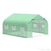 Outsunny Seră de Grădină Tunel cu Ușă Rulantă, 6 Ferestre și Acoperiș Învelit PE pentru Plante, 3,5x3x2 m, Verde | Aosom Romania 