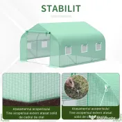 Outsunny Seră de Grădină Tunel cu Ușă Rulantă, 6 Ferestre și Acoperiș Învelit PE pentru Plante, 3,5x3x2 m, Verde | Aosom Romania 