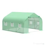 Outsunny Seră de Grădină Tunel cu Ușă Rulantă, 6 Ferestre și Acoperiș Învelit PE pentru Plante, 3,5x3x2 m, Verde