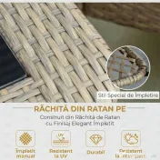 Set Mobilier de Gradina Outsunny, Ratan PE, 2 fotolii si Masa cu Perne, Kaki, Portocaliu | Aosom Romania