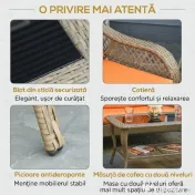 Set Mobilier de Gradina Outsunny, Ratan PE, 2 fotolii si Masa cu Perne, Kaki, Portocaliu | Aosom Romania