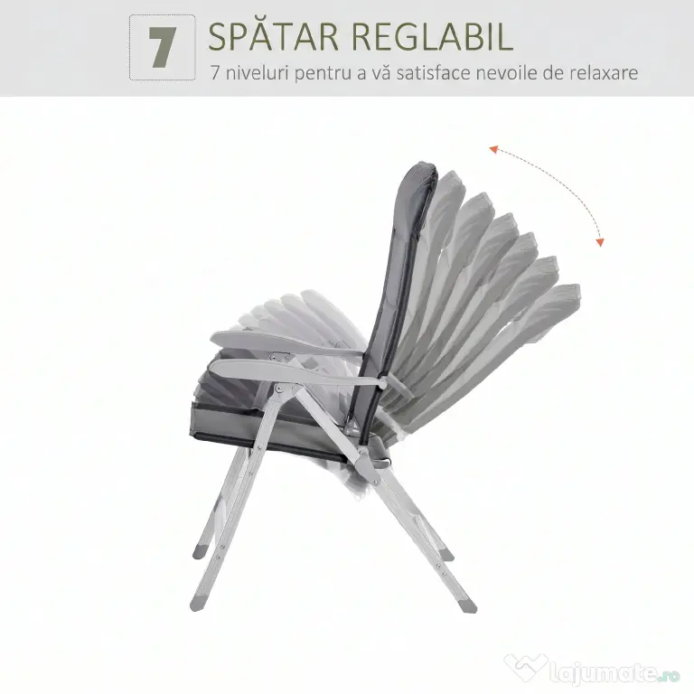 Outsunny Scaun de Pescuit Pliabil cu Cotiere și Spătar Înălțat Reglabil, 75x61.5x76-115 cm, Gri | Aosom Romania