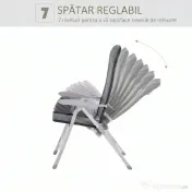 Outsunny Scaun de Pescuit Pliabil cu Cotiere și Spătar Înălțat Reglabil, 75x61.5x76-115 cm, Gri | Aosom Romania