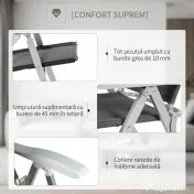 Outsunny Scaun de Pescuit Pliabil cu Cotiere și Spătar Înălțat Reglabil, 75x61.5x76-115 cm, Gri | Aosom Romania