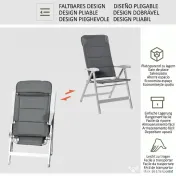 Outsunny Scaun de Pescuit Pliabil cu Cotiere și Spătar Înălțat Reglabil, 75x61.5x76-115 cm, Gri | Aosom Romania