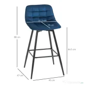 Homcom Set 2 Scaune Bar – Nordic, Catifea Albastra & Confort Sporit 