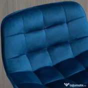 Homcom Set 2 Scaune Bar – Nordic, Catifea Albastra & Confort Sporit 