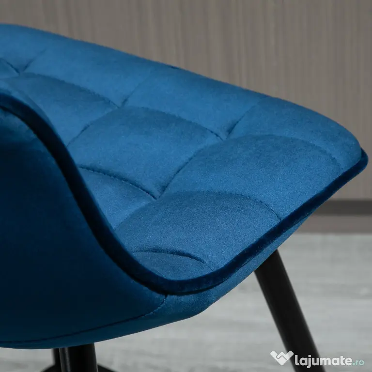 HOMCOM Set 2 Scaune Înalte în Stil Nordic cu Spătar și Suport pentru Picioare, 45x47x88 cm, Albastru | Aosom Romania