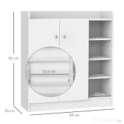 HOMCOM Pantofar Modern din Lemn cu Rafturi pentru Hol, Dulap de Pantofi Încăpător, 83x30x90cm, Alb 