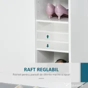 HOMCOM Pantofar Modern din Lemn cu Rafturi pentru Hol, Dulap de Pantofi Încăpător, 83x30x90cm, Alb 