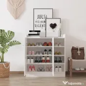 HOMCOM Pantofar Modern din Lemn cu Rafturi pentru Hol, Dulap de Pantofi Încăpător, 83x30x90cm, Alb 