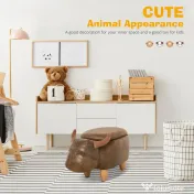 HOMCOM Pouf Cutie Suport pentru picioare in Forma de Bivol Capitonat 62x35x36cm Maro 
