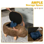 HOMCOM Pouf Cutie Suport pentru picioare in Forma de Bivol Capitonat 62x35x36cm Maro 