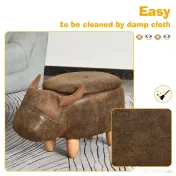HOMCOM Pouf Cutie Suport pentru picioare in Forma de Bivol Capitonat 62x35x36cm Maro 