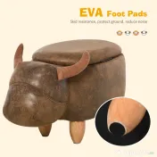 HOMCOM Pouf Cutie Suport pentru picioare in Forma de Bivol Capitonat 62x35x36cm Maro 