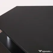 Comoda TV moderna HOMCOM, cu 2 compartimente inchise, raft, blat, benzi antiderapante, picioare din otel inox, din lemn, negru | Aosom Romania