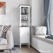 HOMCOM Dulap Baie Îngust, Dulăpior Vertical cu 3 Rafturi Deschise și Raft Reglabil, pentru Spălătorie, 40x38x162.5 cm, Alb 