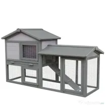 PawHut cusca pentru iepuri, cu tarc, 147x54x84 cm, gri | Aosom Romania