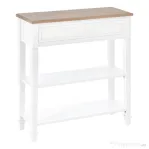 HOMCOM masa hol, cu sertar, lemn pin, 75.6x27.5x80.5cm, alb