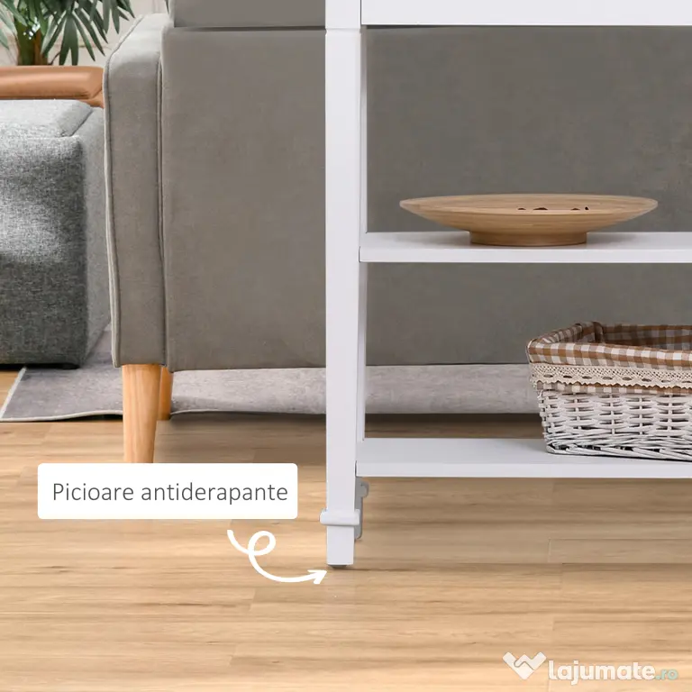 HOMCOM Masa multifunctionala pentru hol, cu sertar, lemn pin, 75.6x27.5x80.5cm, alb | Aosom Romania