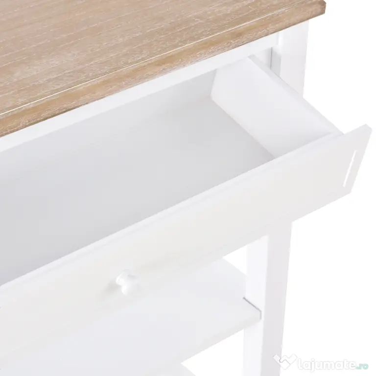 HOMCOM Masa multifunctionala pentru hol, cu sertar, lemn pin, 75.6x27.5x80.5cm, alb | Aosom Romania