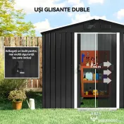 Outsunny Magazie de depositare Gradina cu 2 usi Glisante de ventilatie, Otel 