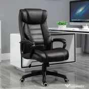 Vinsetto Fotoliu de Birou cu Functie de Masaj Ergonomic si Dirigential din Piele Ecologica Neagra 