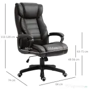 Vinsetto Fotoliu de Birou cu Functie de Masaj Ergonomic si Dirigential din Piele Ecologica Neagra 
