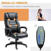 Vinsetto Fotoliu de Birou cu Functie de Masaj Ergonomic si Dirigential din Piele Ecologica Neagra 