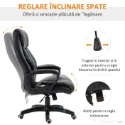 Vinsetto Fotoliu de Birou cu Functie de Masaj Ergonomic si Dirigential din Piele Ecologica Neagra 