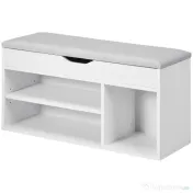 HOMCOM Pantofar cu Bancă de Depozitare, Dulap pentru Pantofi Space Saver cu Compartimente Deschise, Șezut Tapițat, Alb