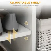 HOMCOM Pantofar cu Bancă de Depozitare, Dulap pentru Pantofi Space Saver cu Compartimente Deschise, Șezut Tapițat, Alb