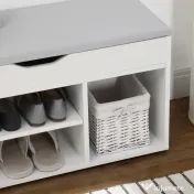 HOMCOM Pantofar cu Bancă de Depozitare, Dulap pentru Pantofi Space Saver cu Compartimente Deschise, Șezut Tapițat, Alb