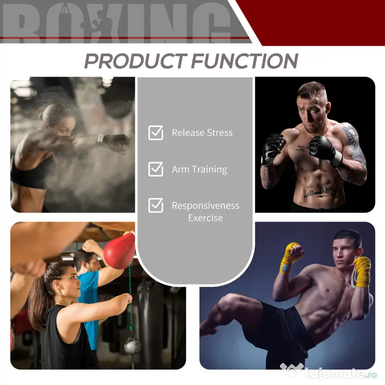 HOMCOM Sac de Box Rapid cu Formă de Par, Platformă, Accesorii Incluse, Antrenament Box | Aosom Romania