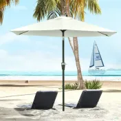 Outsunny Umbrelă de Grădină Reglabilă, din Oțel, Alb Crem, Φ230cm | Aosom Romania 