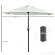Outsunny Umbrelă de Grădină Reglabilă, din Oțel, Alb Crem, Φ230cm | Aosom Romania 