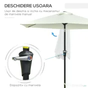 Outsunny Umbrelă de Grădină Reglabilă, din Oțel, Alb Crem, Φ230cm | Aosom Romania 