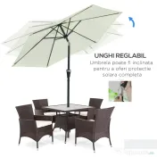 Outsunny Umbrelă de Grădină Reglabilă, din Oțel, Alb Crem, Φ230cm | Aosom Romania 