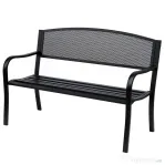 Outsunny Banca de exterior din otel, negru, 127x60x85cm | Aosom Romania