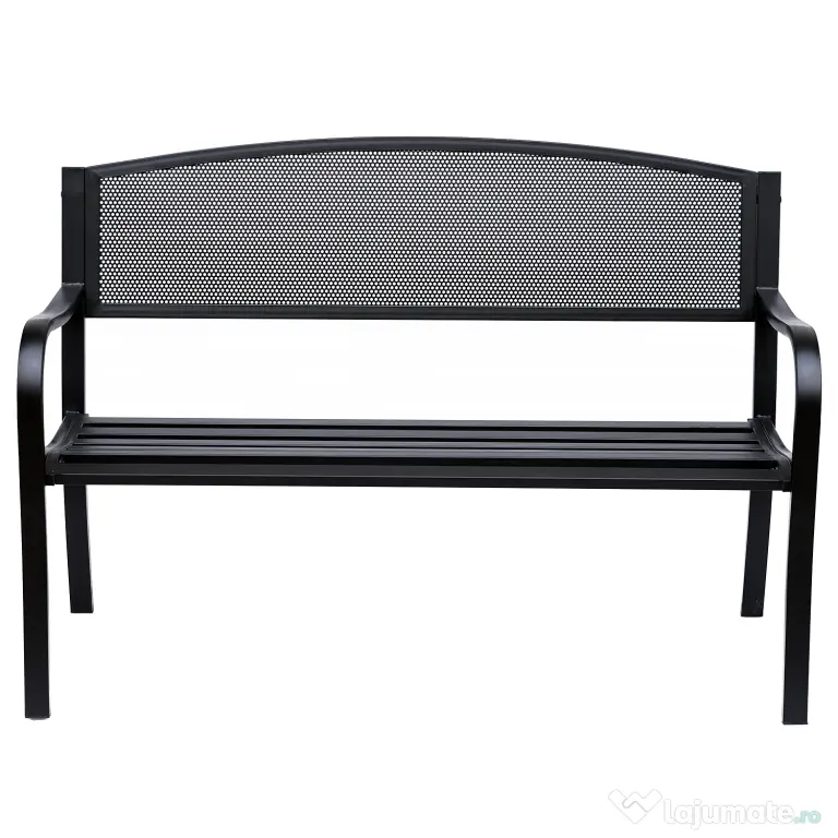 Outsunny Banca de exterior din otel, negru, 127x60x85cm | Aosom Romania
