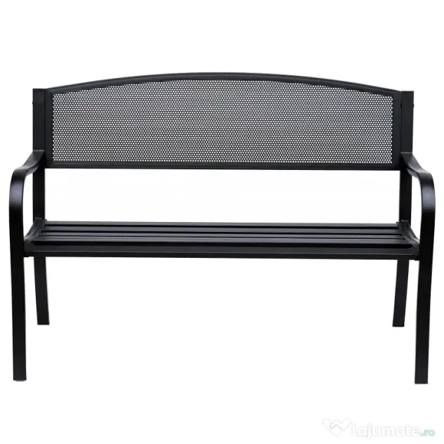 Outsunny Banca de exterior din otel, negru, 127x60x85cm | Aosom Romania