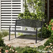 Outsunny Banca de exterior din otel, negru, 127x60x85cm