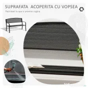 Outsunny Banca de exterior din otel, negru, 127x60x85cm
