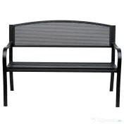 Outsunny Banca de exterior din otel, negru, 127x60x85cm