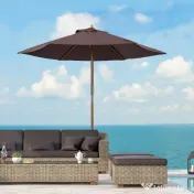 Outsunny Umbrelă de Soare pentru Grădină, Structură din Lemn, Φ250 cm, Ideală pentru Exterior | Aosom Romania
