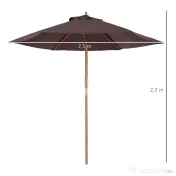Outsunny Umbrelă de Soare pentru Grădină, Structură din Lemn, Φ250 cm, Ideală pentru Exterior | Aosom Romania