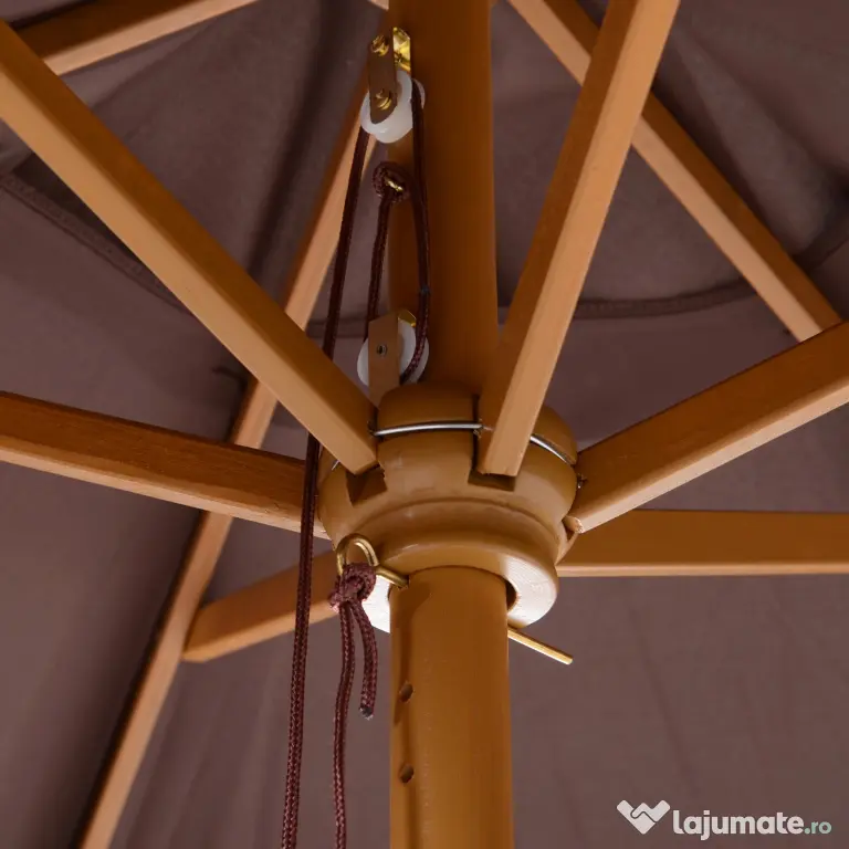 Outsunny Umbrelă de Soare pentru Grădină, Structură din Lemn, Φ250 cm, Ideală pentru Exterior | Aosom Romania