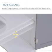 Kleankin Dulap Sub Chiuvetă Baie U-Shape 2 Uși Etajeră Reglabilă MDF Alb Gri 60x30x60cm | Aosom Romania