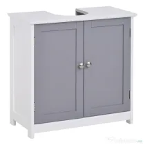 kleankin Dulap sub Chiuveta de Baie 2 Usi si Etajera Reglabila din MDF 60x30x60cm