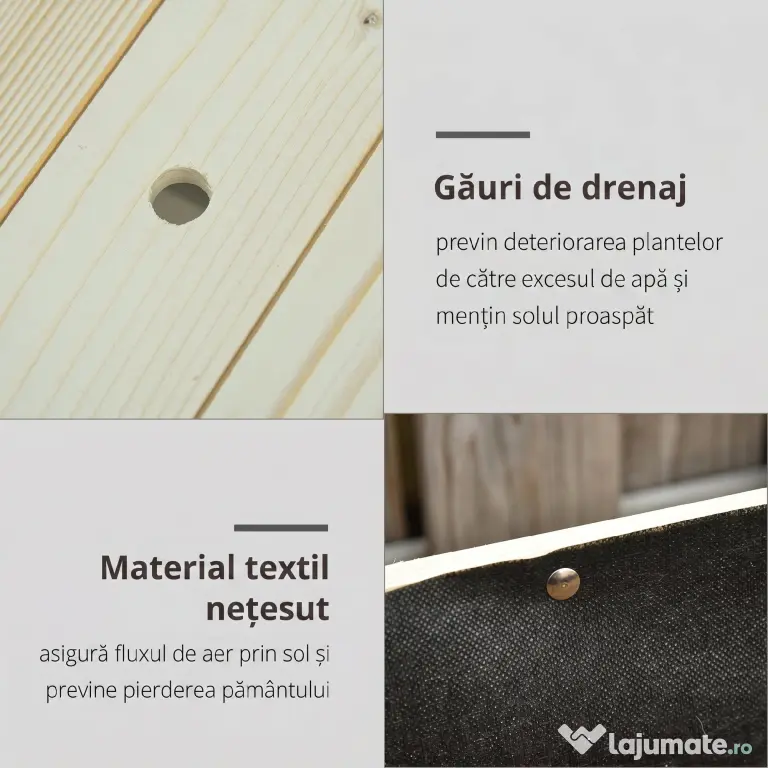Outsunny Pat Grădină Legume Înălțat Lemn cu Roți, Jardiniera Înălțată cu Raft Inferior, 118x55x83cm, Natural | Aosom Romania